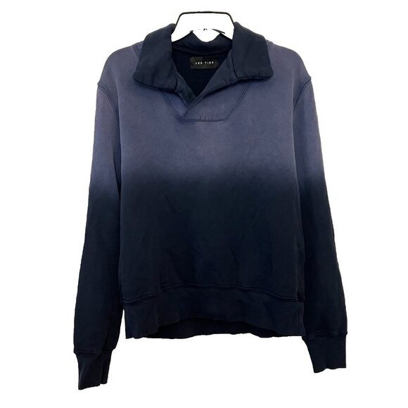 Les Tien Other - Les Tien Mens Sweatshirt Yacht Pullover Medium Blue Dip Dye Ombre Collar Preppy